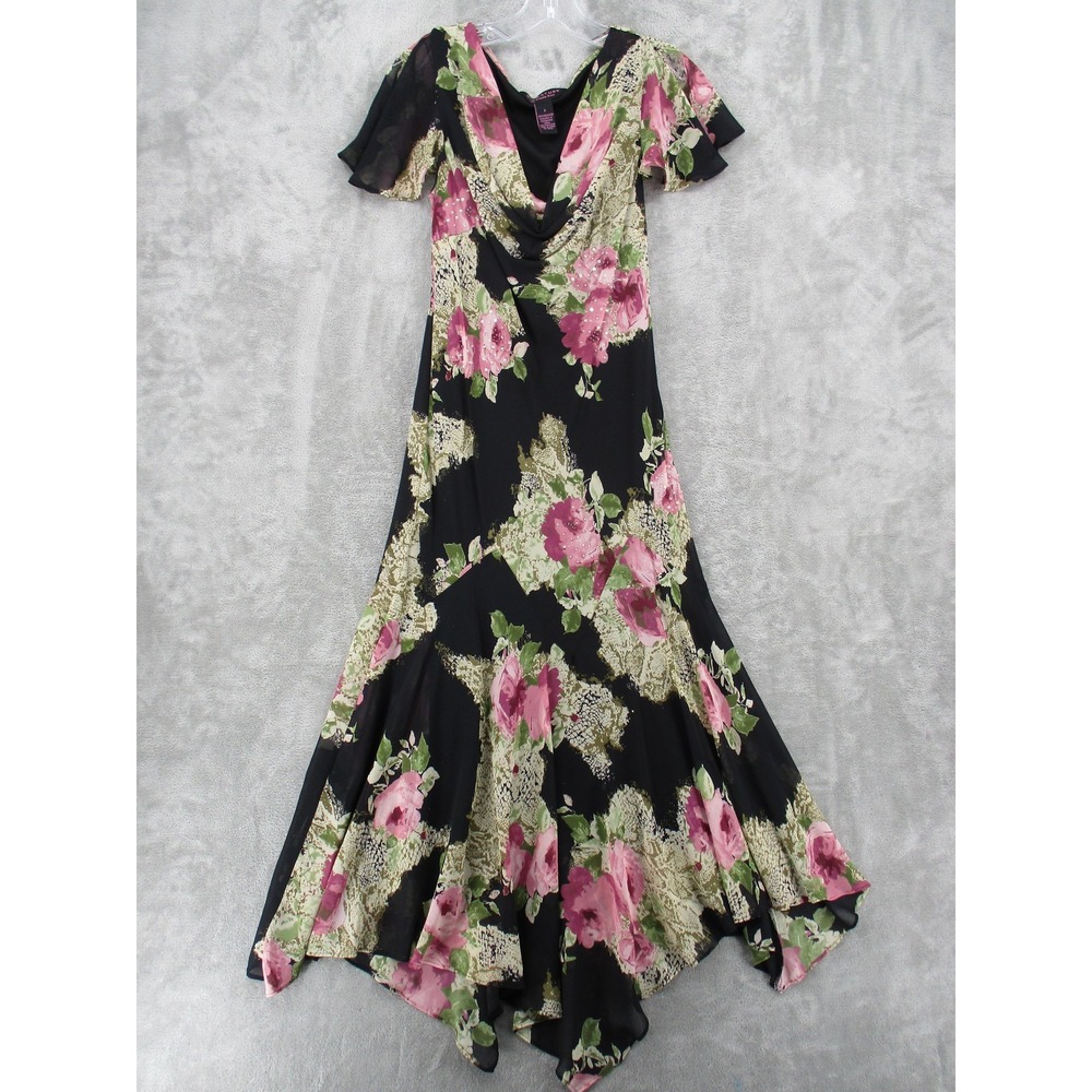 Signature By Robbie‎ Bee Dress 8 Floral Whimsigoth Fairy Grunge Sequin Witchy